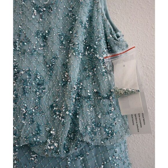 Aidan Mattox MD1E207198 Women's Sz 4 Mint Boatneck Beaded Fit-&-Flare Dress $450 - Picture 7 of 12